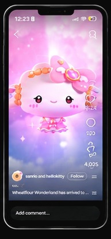 TikTok video from Sanrio and Hello Kitty announcing the Wheatflour Wonderland DLC has arrived.